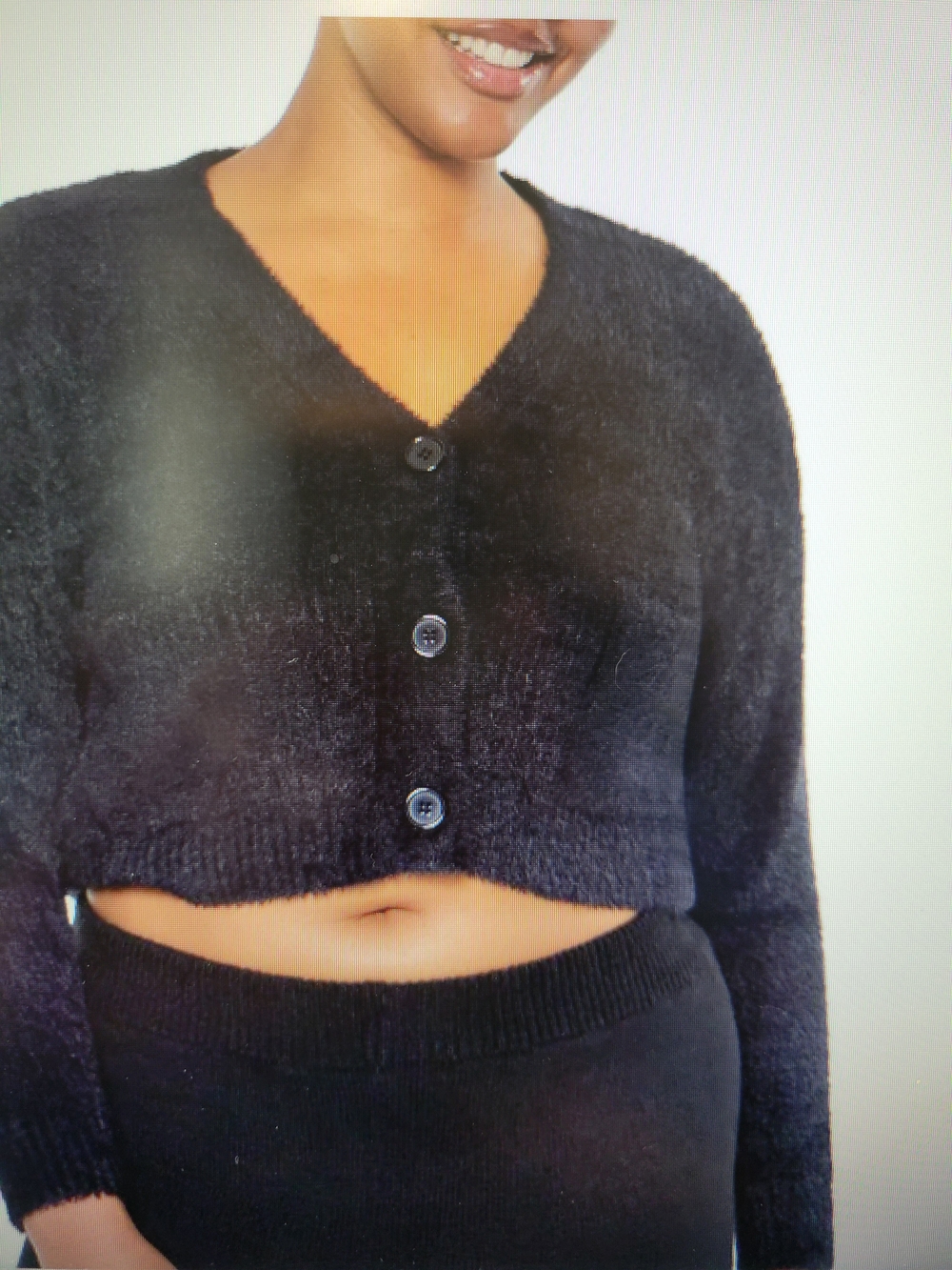 Forever 21 Black Rib-Knit Cropped V-Neck Button Cardigan NWT 2X